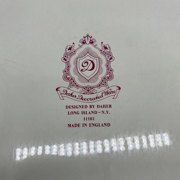 Vintage Round Metal Tray DAHER DECORATED WARE Made in England Fruit Flowers Ewer - Picture 3 of 12